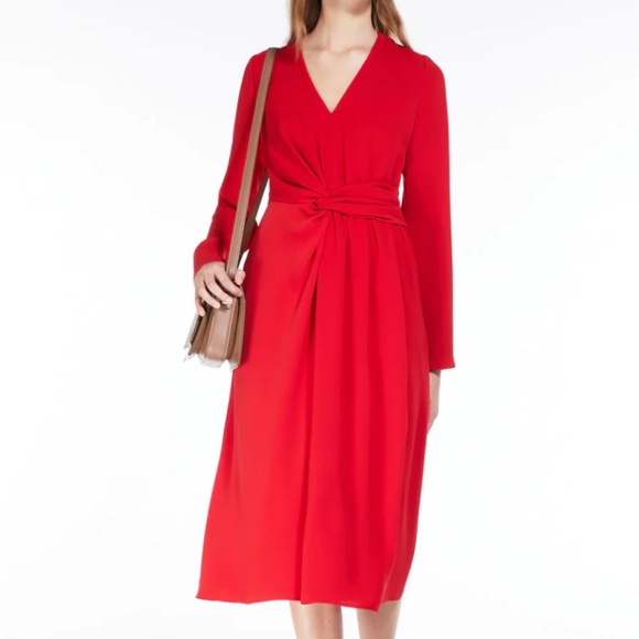 MaxMara Dresses & Skirts - MaxMara 🇮🇹 Studio Mammola Draped Red Cady Designer Dress